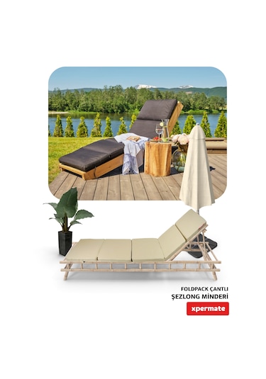 Xpermate Katlanır Şezlong Minderi Çantalı Cepli Foldpack 30x60bej