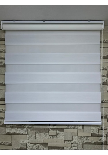 Beyaz Renk Mini Plise Desenli Zebra Stor Perde Tüm Ölçülerde (481204640)
