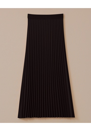 Kadın Elastik Bel Pliseli Etek - Lacivert Lacivert