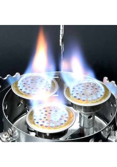 Ebitda 9000w Yüksek Güç Kamp Ocağı, Taşınabilir 3 Çekirdekli, Çelik Kafes, Rüzgar Geçirmez, Gümüş Renk, Kamp Ve Dış Mekan Pişirme İçin Gümüş