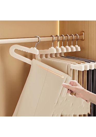 Xuweiwei 5 Adet Siyah Kadın Pantolon Askısı, Z Şekilli Dolaplık İçin Kaymaz Askı Seti Siyah