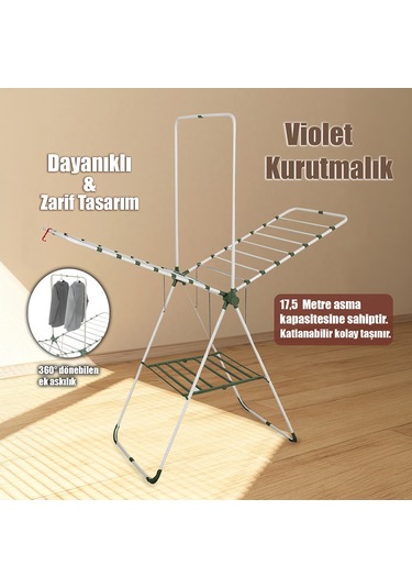 Doğrular Perilla 17042 Violet Çamaşır Kurutmalığı Kurutmalık Askı Beyaz