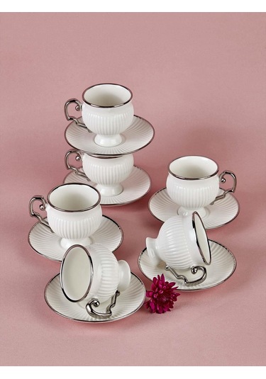 Neva N3516 Santo Platin 6 Kişilik Kahve Fincan Seti 90 Ml