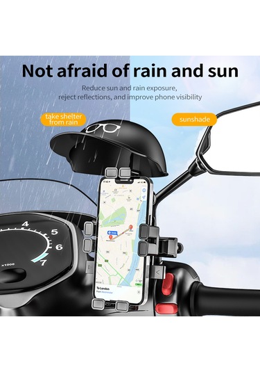 Shineyee Motorsiklet Ve Bisiklet İçin 360 Dönebilen, Yağmura Karşı Koruyucu, Kaymaz Telefon Tutucu - 8919a Model