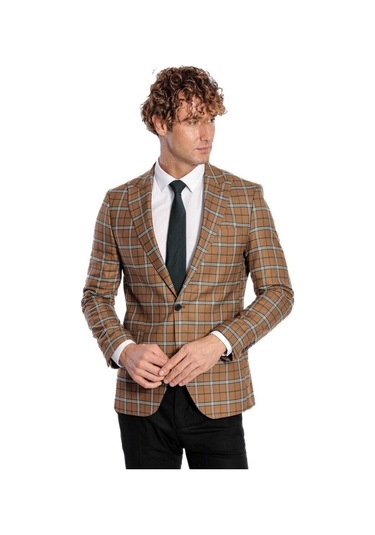 Ekose Kahverengi Erkek Ceket 001