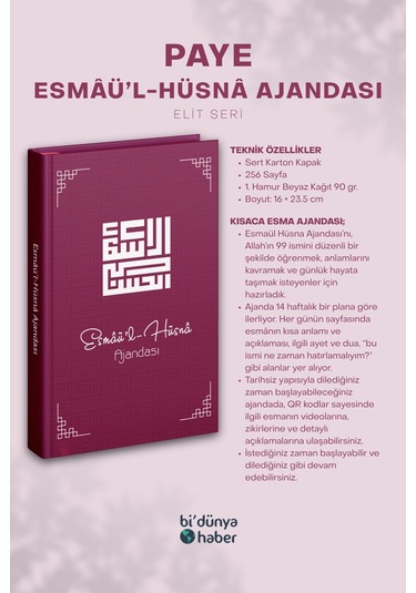 Paye Esmaül Hüsna Ajandası Elit Seri Çok Renkli