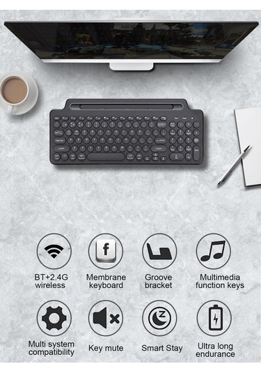 Maiyame Dizüstü Tarzı Klavye: Sessiz, Ergonomik Ve Kablosuz, Dokunmatik Yüzeyli, Telefon/tablet/pc Uyumlu