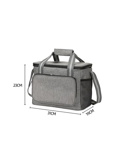 Cbtx 15l Taşınabilir Seyahat Öğle Yemeği Çantası Piknik Termal Yalıtımlı Soğutucu Tote Su Geçirmez Oxford Kumaş Omuz Çantası - Gri