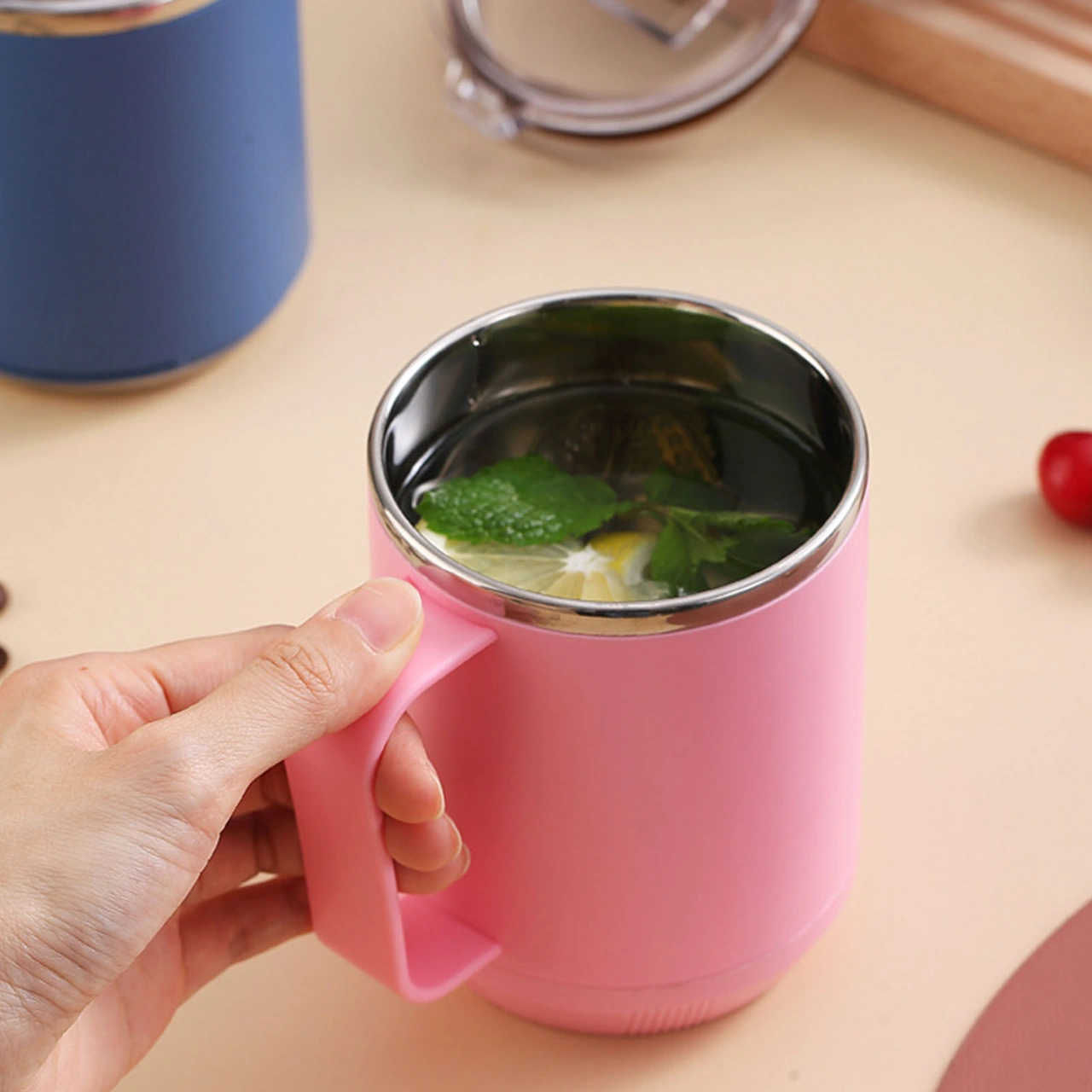 Zarif Yalıtımlı Kahve Kupası, Olağanüstü Sıcaklık Koruması İçin Çift Duvarlı Vakumlu, Toz Boyalı Yüzeyli Paslanmaz Çelik Seyahat Kupası, 460 Ml