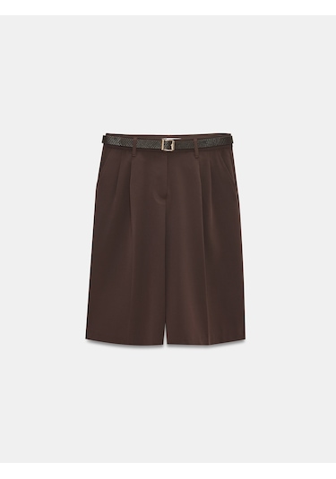 Dilvin 72652 Pilili Kemerli Bermuda-kahve Kahve