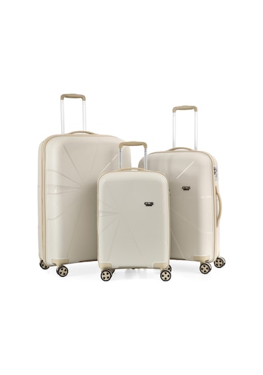 Ççs 5264 Polipropilen 3 Lü Valiz Seti Beyaz-bej