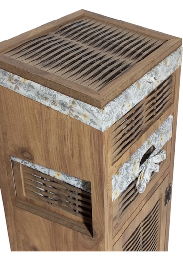 Ahşap Ekmek Sepetli Çekmeceli Hasır Kiler Dolabı Atlantik Çam