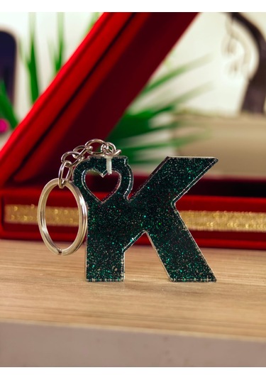 Harfli Anahtarlık Epoksi Kişiye Özel Yapım El Yapımı Harf Anahtarlık Kalp Model Özel Tasarım Hediyelik Ürün Kalp Desenli Simli Anahtarlık Bronz