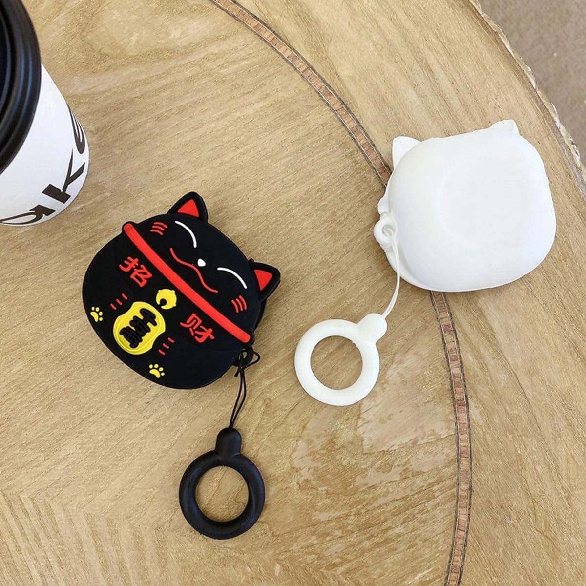 Samsung Galaxy Buds 2 Pro/live/pro/2/fe 2023 İçin Kancalı Sevimli Karikatür Şanslı Kedi Tasarımlı Silikon Kulaklık Kılıfı Diğer