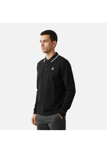 Siyah Fila Erkek Günlük Polo Yaka Sweatshirt Biella Tipped Fam1096.80010 Siyah