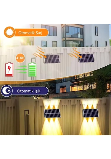 Cata 20 W Solar İki Yönlü Led Duvar Aplik - Gün Işığı 3000k - Siyah - Ip65 - Ct-8010
