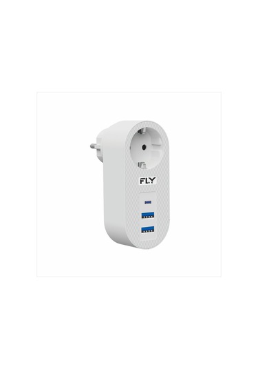 FLY-3400-01 Akım Korumalı 1xPriz 2xUSB 1xUSB TYPE-C SOKET 2.1A