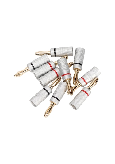 Fosenze 10 Adet 24k Altın Kaplı Muz Plug Konnektörü, Çift Vida Kilidi, Hoparlör Kabloları, Ev Sineması Ve Ses Sistemleri İçin Ses Bağlantı Elemanı