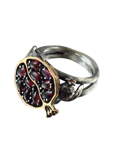 Vintage Sahte Taş Rattan Nar Yüzük Kadın Düğün Nişan Takı Us 7 Çok Renkli