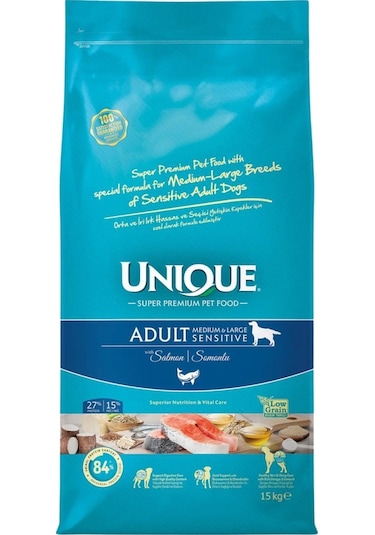 Unique Sensitive Somonlu Orta ve Büyük Irk Yetişkin Köpek Maması 15 KG