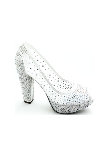 Punto 586398 Sedef Kadın Taşlı Abiye 13 Cm Topuklu  Ayakkabı