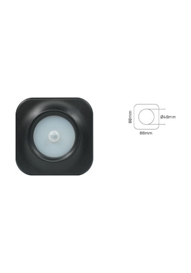 3 Watt Radar Sensörlü, Siyah Kasa, Beyaz Işık Merdiven, Koridor, Basamak, Hol Armatürü - Led Armatür Siyah