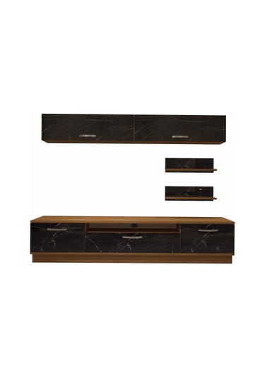 Decoraktiv Trendstyle 5 Slm Tv Ünitesi Tv Sehpası Ceviz - Siyah Mermer