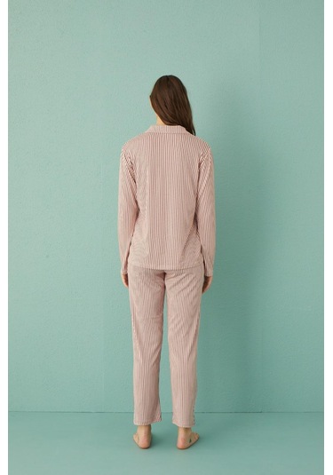 Kadın 50701-287 Önü Düğmeli Pijama Takımı Mürdüm MÜRDÜM