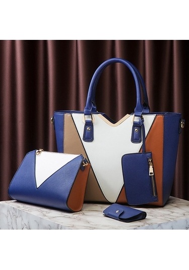 Wondernest 4'ü 1 Arada Moda Bayan Çapraz Çanta Büyük Kapasiteli Lacivert Çanta Lacivert