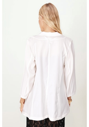 Armonika Kadın Krem Cepli Oversize Ceket Arm-26k001005