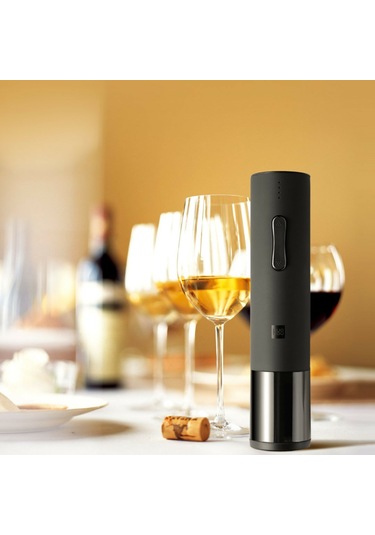 Xıaomı Huohou Şarap Elektrikli Şişe Açacağı Otomatik Tirbuşon Şarj Edilebilir Şarap Şişesi Mantar Çıkarıcı Siyah