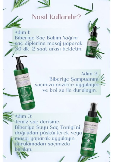 Mecitefendi Biberiye Şampuan 150 ML + Biberiye Serumu 50 ML + Tonik 150 ML