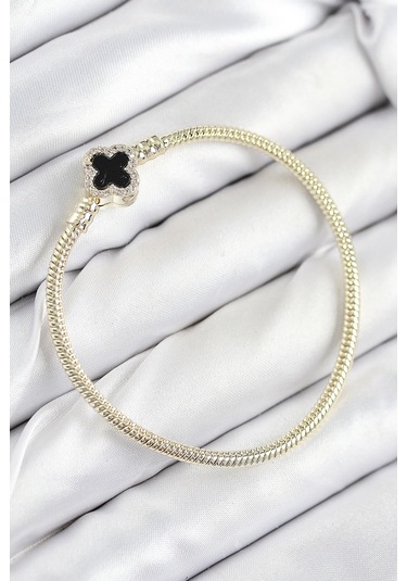 Pirinç Charm Zirkon Taşlı Yonca Model Gold Renk Kadın Bileklik - Tj-bb7806 Çok Renkli