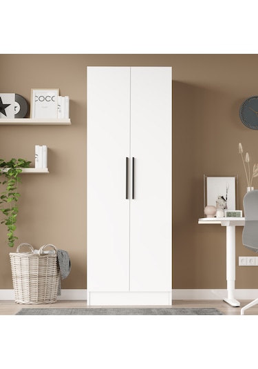 Robin Home Lukas 2 Kapaklı Gardırop Elbise Dolabı Beyaz