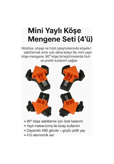 Merttools Mini Yaylı Köşe İşkence Seti 4 Parça