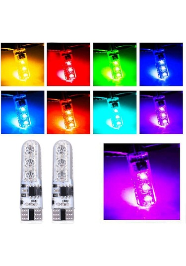 Geeroyoo T10 Tipi 6 Smd 5050 Led Işık, Silikon Kaplama, 4 Farklı Mod Ve 16 Renk Ayarlamalı Kumanda İle 4 Adet Paket