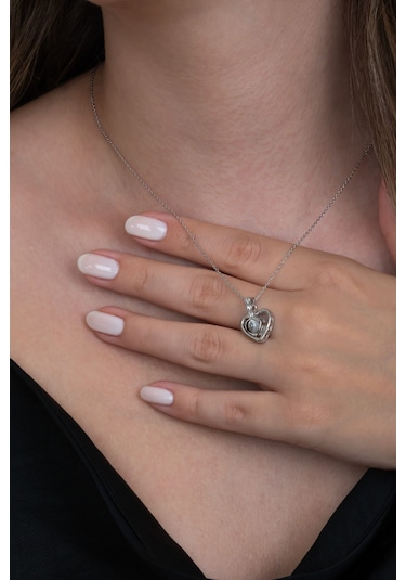 100 Dilde Seni Seviyorum Kalpli 925 Ayar Gümüş Kolye Wsn230