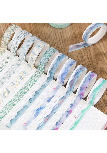 Share Vintage Washi Tape Bant Yapışkanlı Maskeleme Kağıdı Desenli Bant 20'li - Orman Stili Desenler 1