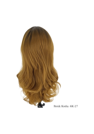 Peruk Dalgalı Fiber Sentetik Kumral Karamel Ombre No-6K-27