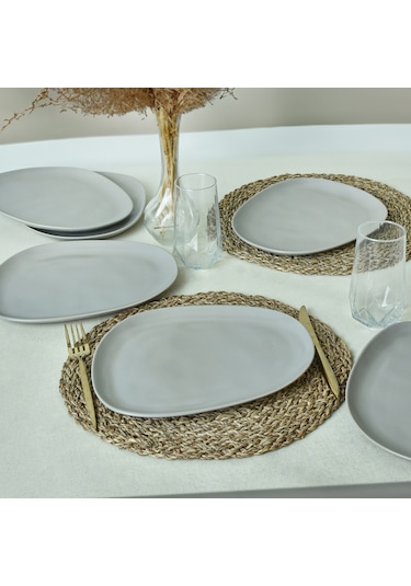 Tabak Servıs Tetra 30 Cm 6 Adet Mat Grı 995
