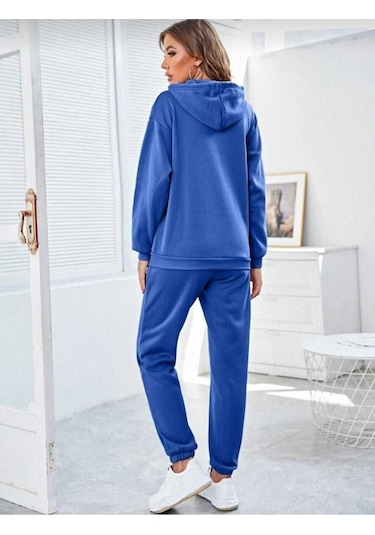 Kozia Outdoors Kapşonlu Esofman Takımı Sweatshirt Jogger Saks Mavi