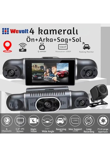 Mb-5900 Yeni Premium 4 Kameralı Full Hd 1080 P Geniş Açı Araç Kayıt Kamerası