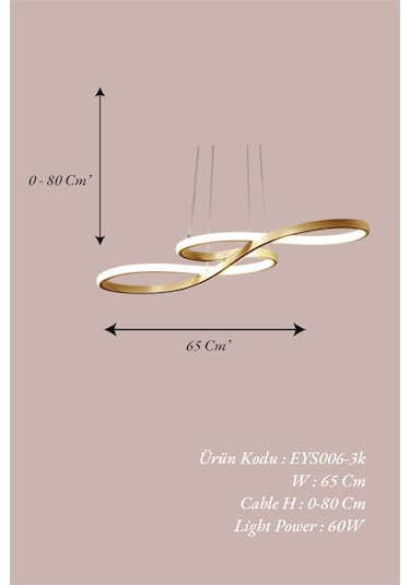 Ey Shop Eskitme Yılan Model 3 Renk Led Avize Eskitme - Gold