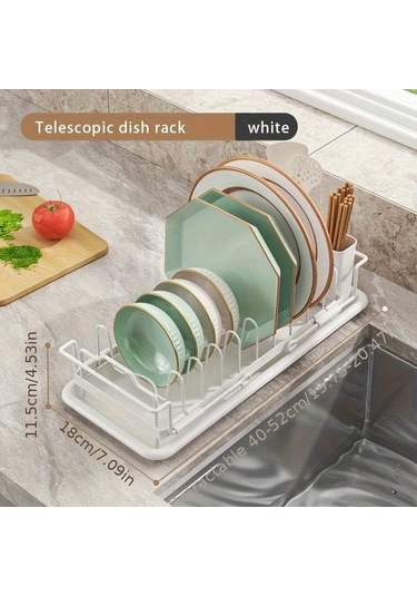 Fastbuy Modern Siyah Mutfak Tezgahı Kurutma Rafı, Ayarlanabilir Bulaşık Süngerliği, Siyah Siyah