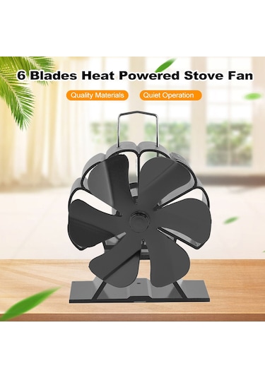 Kanatlı Isı Güçlü Soba Fanı Sessiz Şömine Fanı Hızlı Isınan Hava Soba Siyah