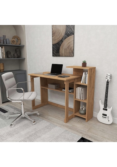 Saye 5 Raflı Kitaplıklı Çalışma Masası Atlantik Çam