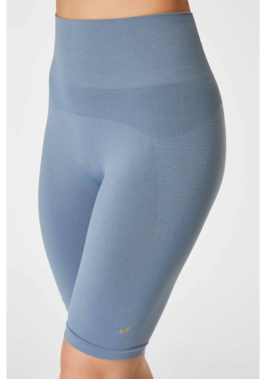 Jerf Vella Yüksek Bel Konfor Biker Tayt Mavi