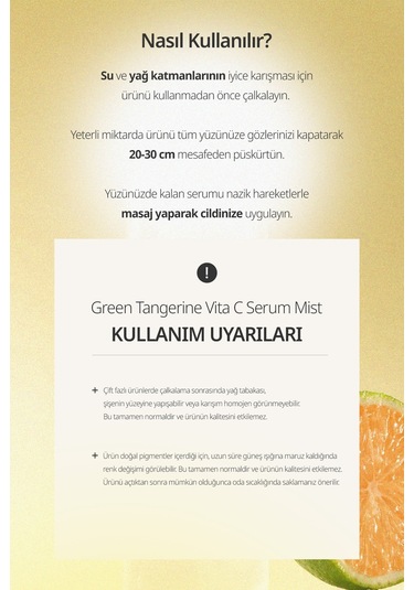 Yeşil Mandalina Özlü, Aydınlatıcı, Leke Karşıtı Serum Mist Goodal Green Tangerine Vita C Serum Mist