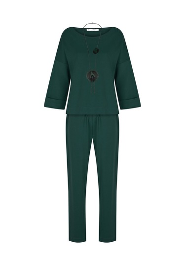 Kadın Duble Manşetli Ikili Takım Frn6102 Yeşil1 Yeşil