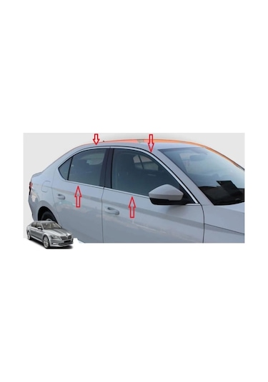 Skoda Super B Cam Çıtası Komple Set Çerçevesi Kromu Nikelajı 2015-2023